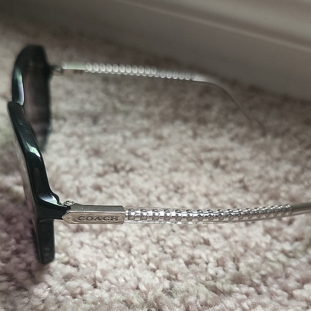 Coach Black and Silver Braided Temple Sunglasses